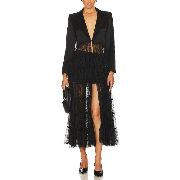 Alice + Olivia 'Everly' Black Lace Maxi Blazer Size XS - Picture 1 of 5